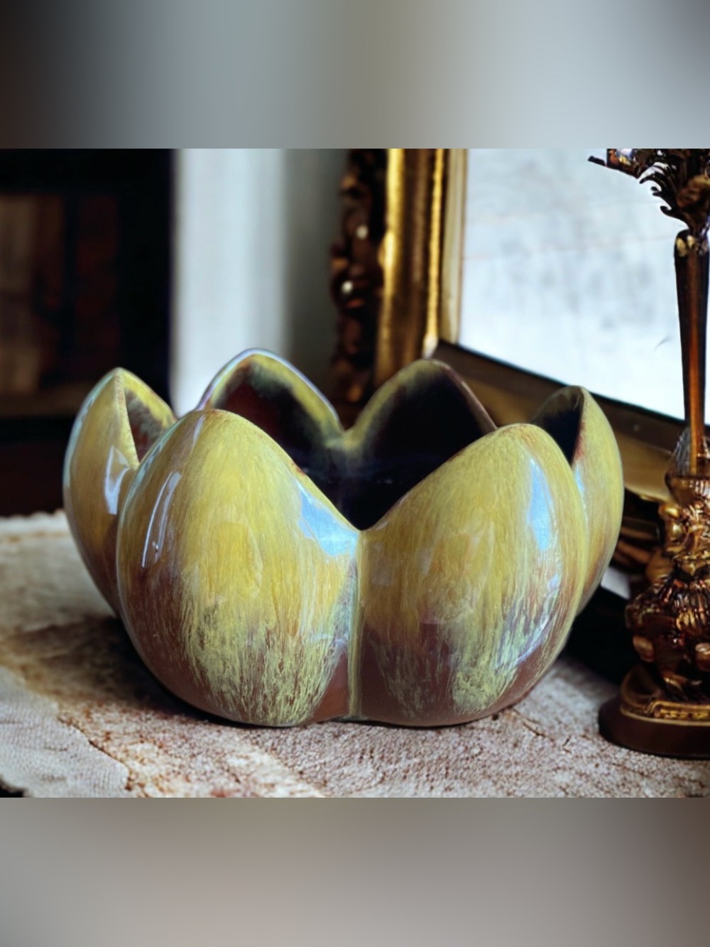 Vintage Blue Mountain Pottery Harvest Gold Flower Pot